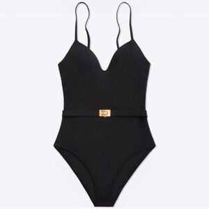 Tory Burch T Belt Gold Logo One Piece
Swimsuit Black